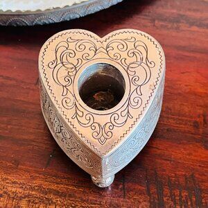 Brighton Silver Heart Shaped Candle Stick Holder Grandma 90s Cottagecore Rustic